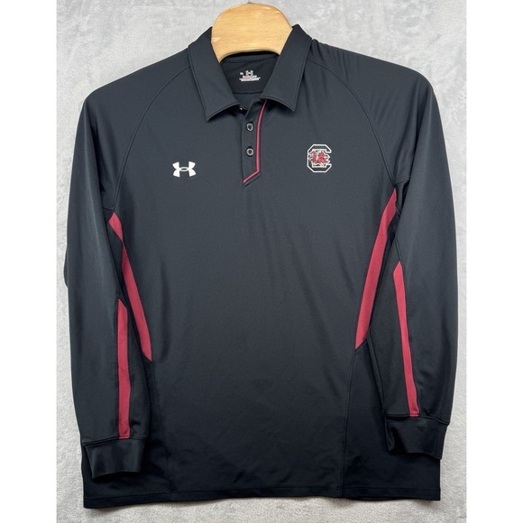 Under Armour South Carolina Gsmecocks Black Long Sleeve Polo Shirt Men's XL READ - Picture 1 of 8